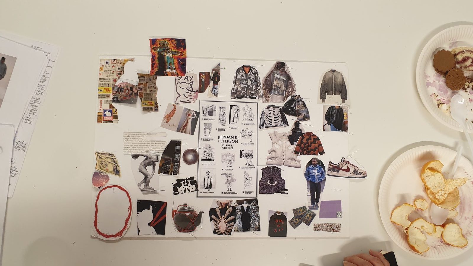 Cut-outs pinned into a moodboard