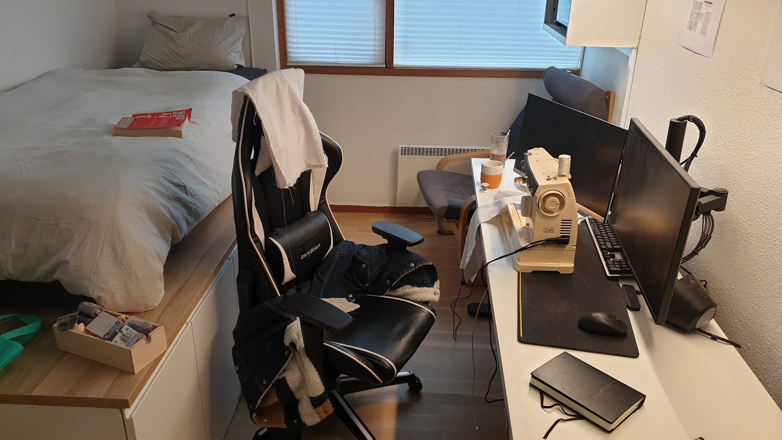 A bedroom desk setup