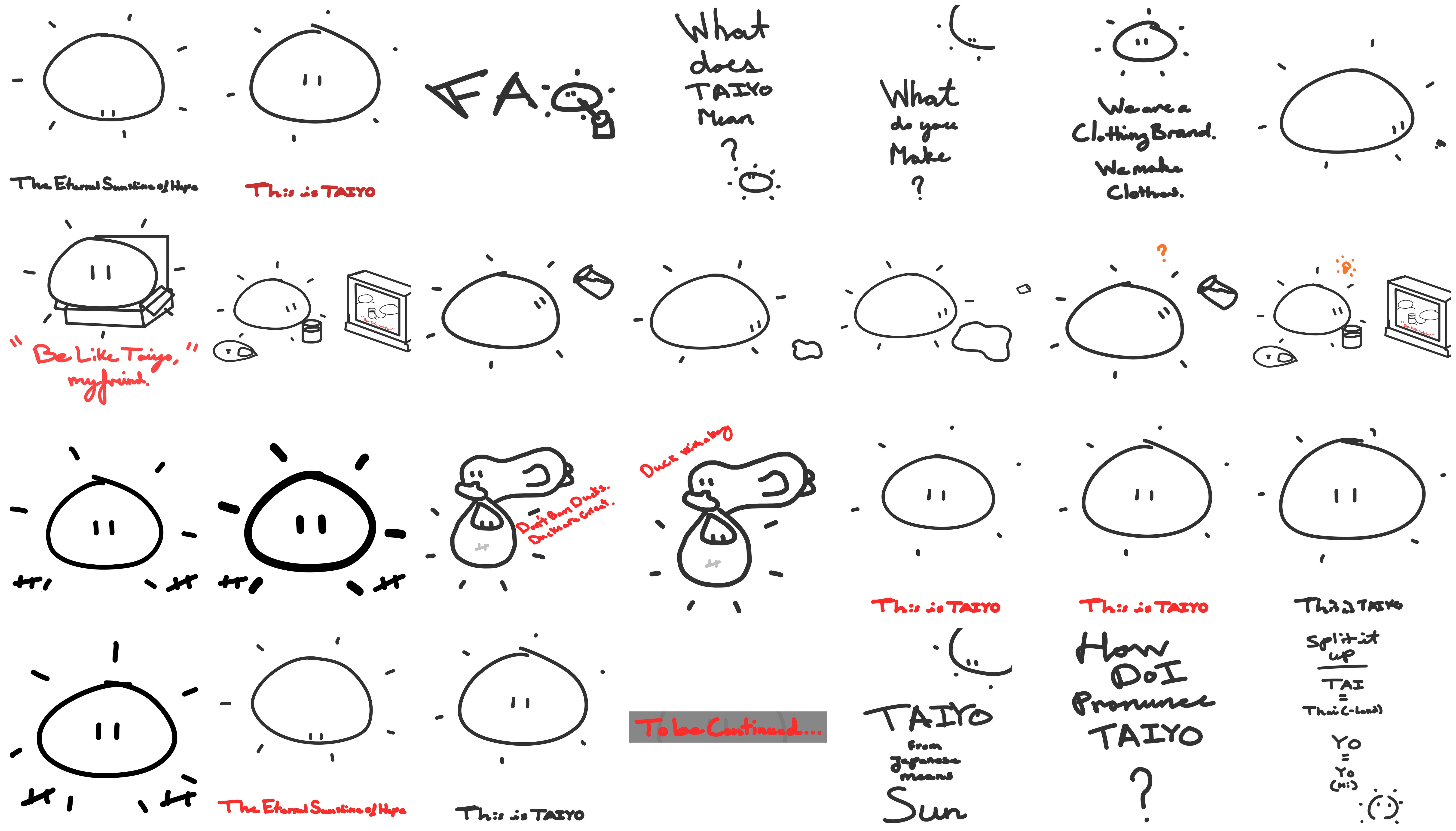 All the hand-drawn Taiyo storyboard frames tiled together